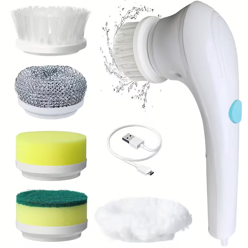 Powerful Electric Cleaning Brush with USB Rechargeable 500mAh Battery: Versatile, Efficient, and Adjustable with Multiple Brush Heads for Deep Cleaning in Kitchen, Bathroom, and Beyond.