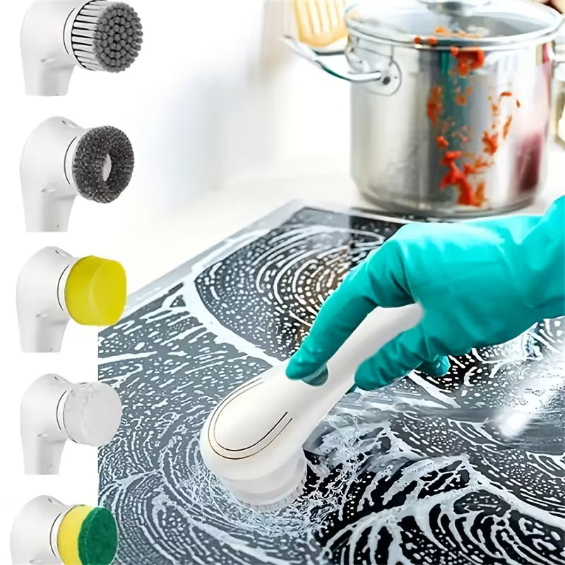 Powerful Electric Cleaning Brush with USB Rechargeable 500mAh Battery: Versatile, Efficient, and Adjustable with Multiple Brush Heads for Deep Cleaning in Kitchen, Bathroom, and Beyond.