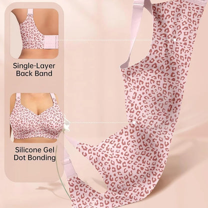 Leopard Jelly Bra Wireless Supportive Bras No Underwire Push Up Full Coverage Seamless Bralette Plus Size Underwear for Women