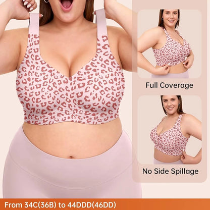 Leopard Jelly Bra Wireless Supportive Bras No Underwire Push Up Full Coverage Seamless Bralette Plus Size Underwear for Women